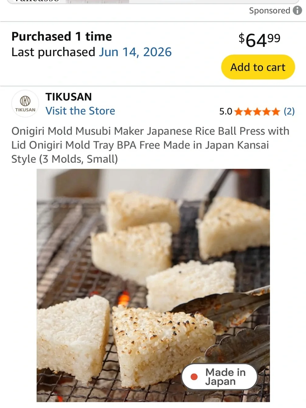 TIKUSAN Onigiri Mold Musubi Maker - White (3 Cavity)